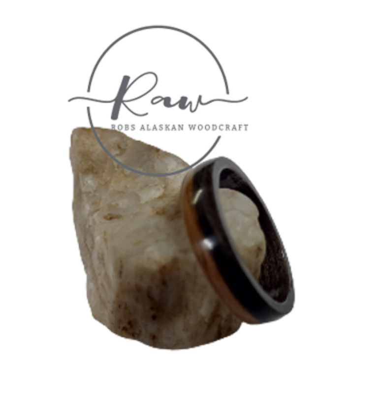 Gray and Red Oak Bentwood Ring