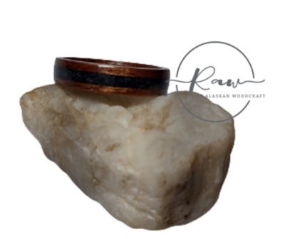 Sapele and Glacial Stone Bentwood Ring
