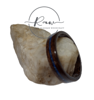 Bocote and Lapis Lazuli Stone Bentwood Ring