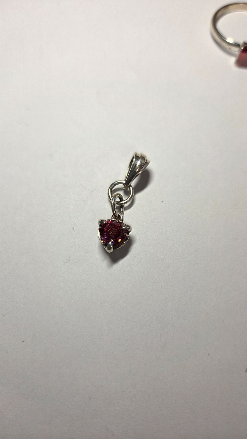 Orange Red Premium Moissanite Sterling Pendant