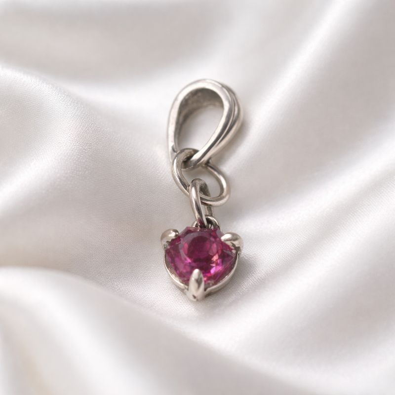 Orange Red Premium Moissanite Sterling Pendant