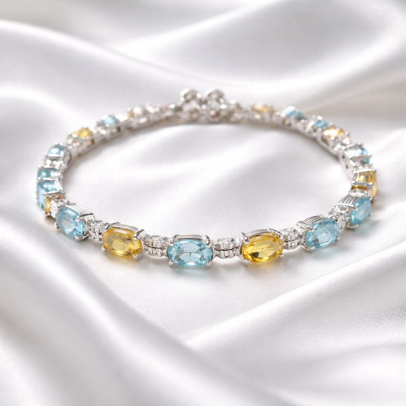 Sky Blue Topaz and Citrine Bracelet