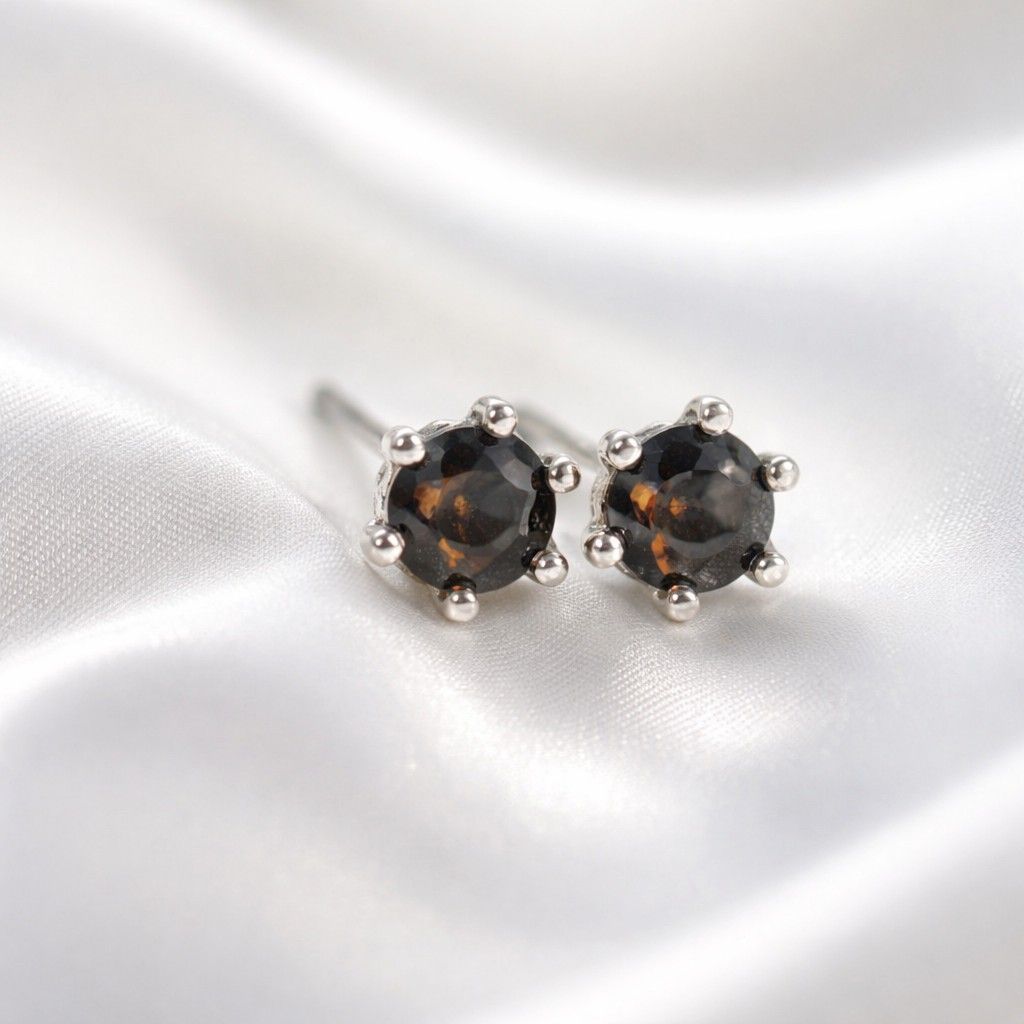 Smokey Quartz Earring Studs