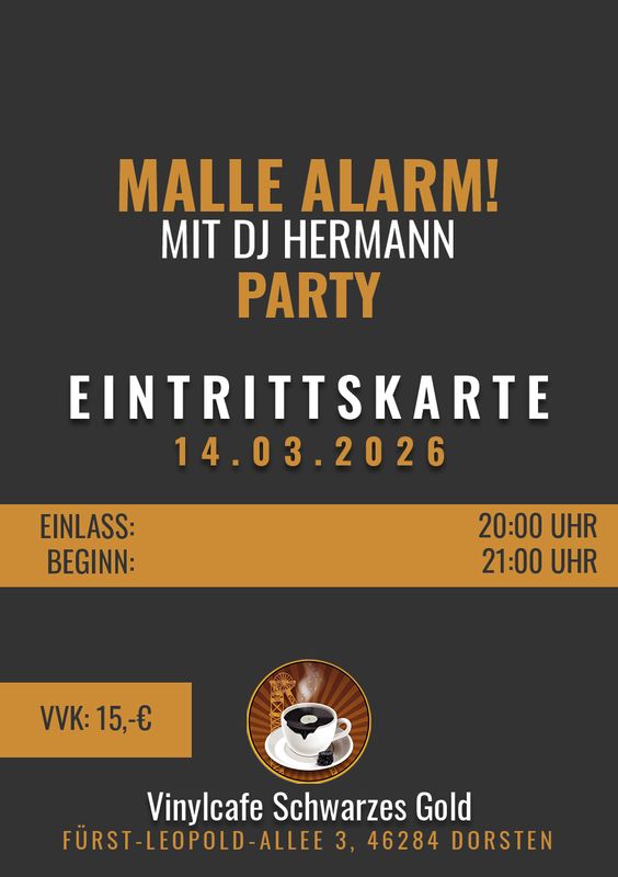 Tickets: Malle-Alarm! Party mit DJ Hermann - 14.03.2026 Tickets: Malle-Alarm! Party mit DJ Hermann - 14.03.2026