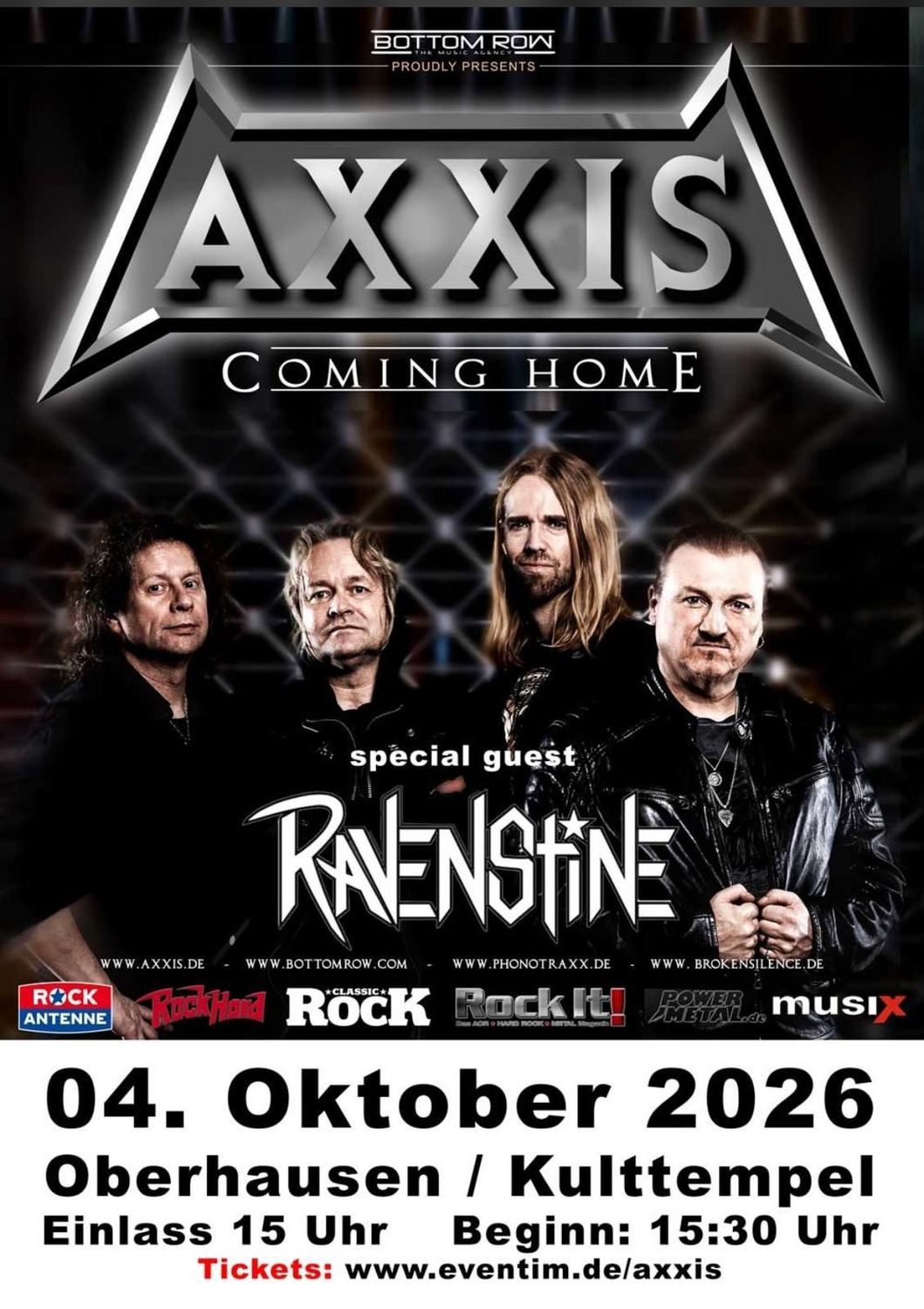 Tickets: AXXIS + Ravenstine LIVE im Kulttempel Oberhausen 04.10.2026
