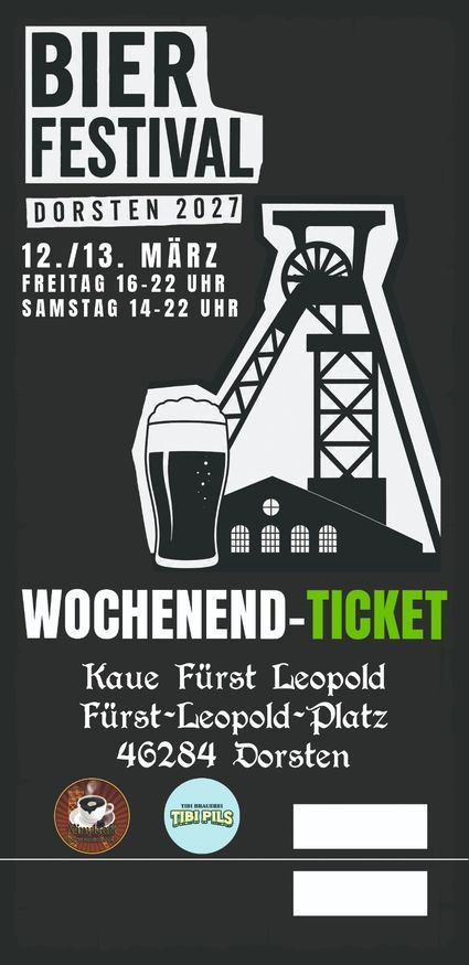 Tickets:Bier Festival 12./13. März 2027 Kaue Fürst Leopold Kombiticket