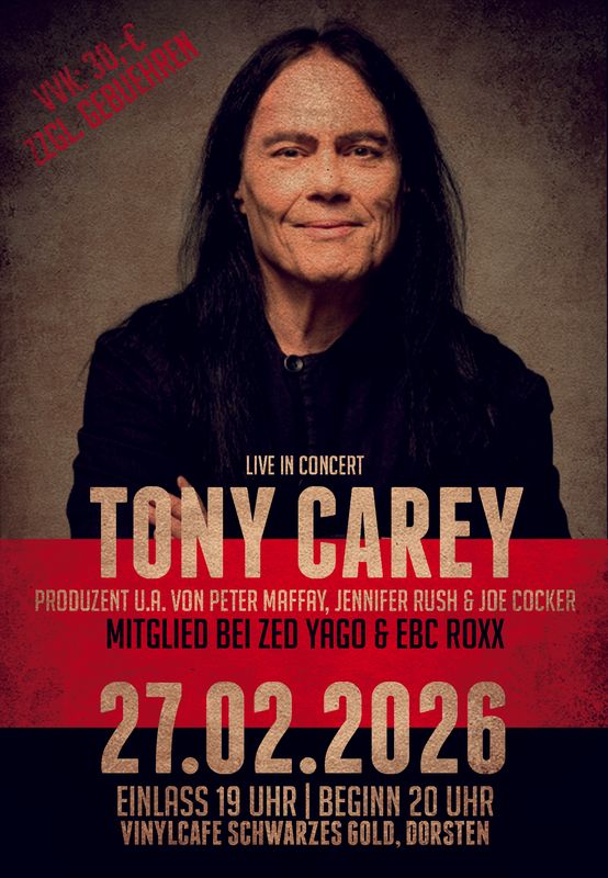 Tickets: Tony Carey LIVE@Vinylcafe - 27.02.2026