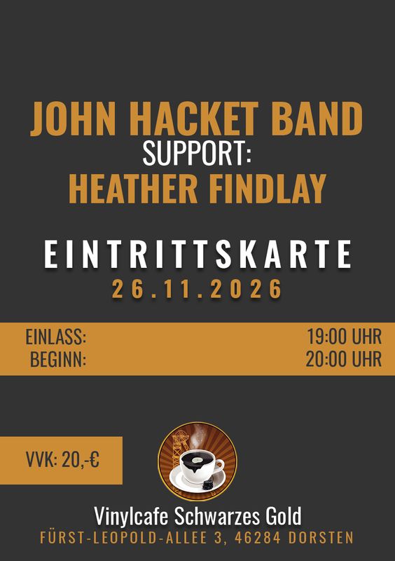 Tickets: John Hacket Band &amp; Heather Findlay LIVE@Vinylcafe - 26.11.2026
