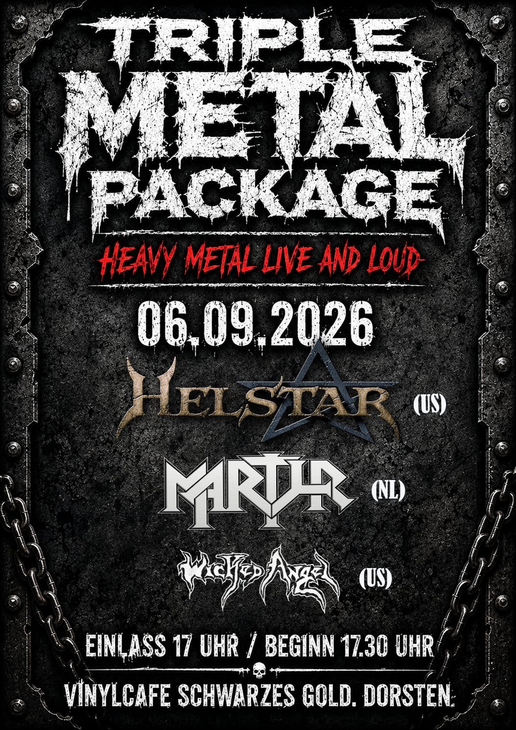 Tickets: Helstar - MARTYR - Wicked Angel LIVE@Vinylcafe - 06.09.2026