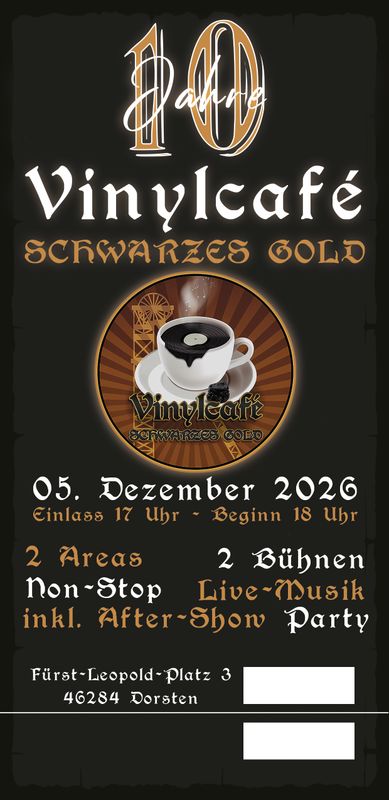 Tickets: 10 Jahre Vinylcafe Jubiläum - 05.12.2026 Tickets: 10 Jahre Vinylcafe Jubiläum - 05.12.2026