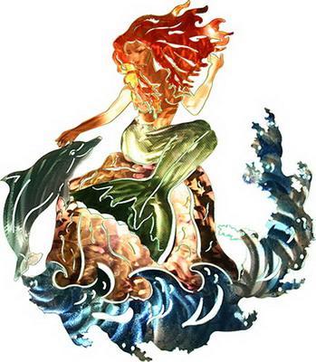 WALL ART-3D REFRACTION-MERMAID AND DOLPHIN WALL ART-3D REFRACTION-MERMAID AND DOLPHIN