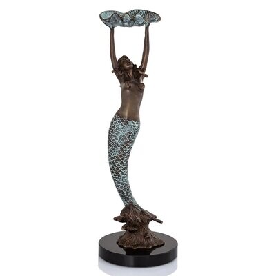 SIREN SCULPTURE-MERMAID with SCALLOP TRAY