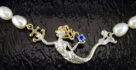 DESIGNER JEWELRY-14k GOLD AND STERLING SILVER MERMAID
