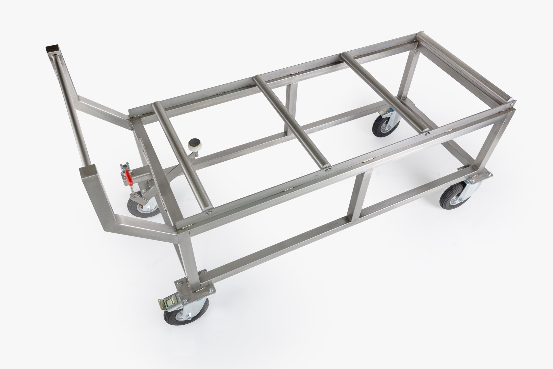 Carrello portaferetri con piano a rulli