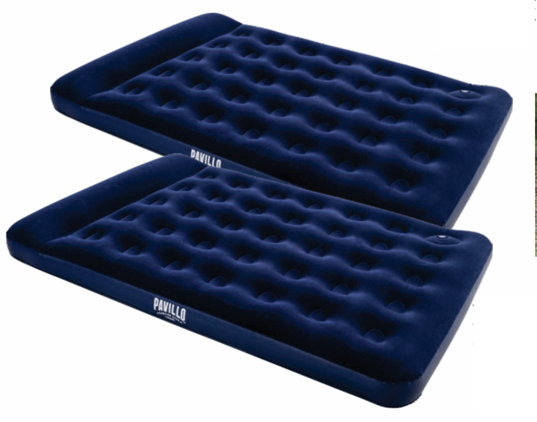 AIR MATTRESS W/BUILT-IN PILLOW &amp; FOOT PUMP