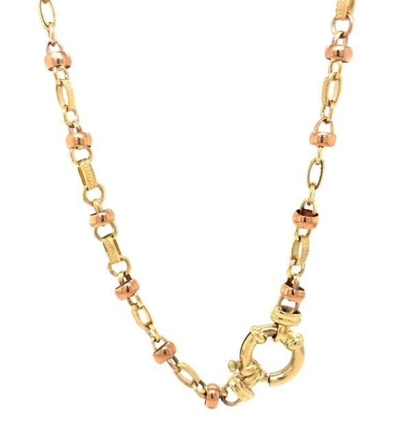 9ct Yellow and Rose Gold Figaro necklace.