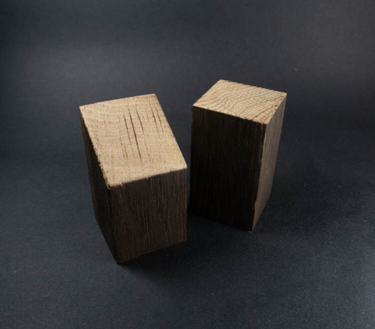 Solid Oak Miniature Plinths, Display Bases, Fire Kissed
