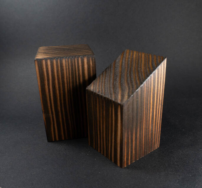 Solid Larch Miniature Plinths, Display Bases, Fire Kissed