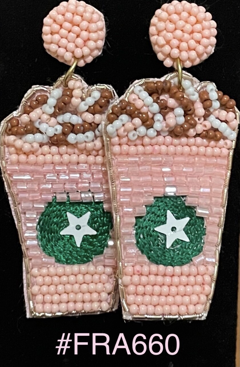 Pink Frappuccino Beaded Earrings