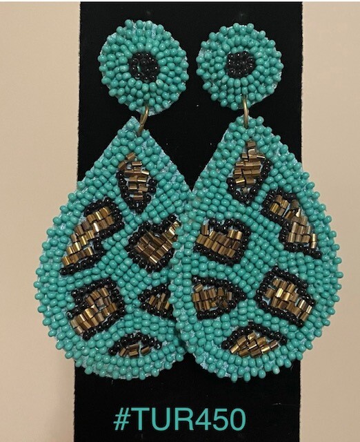 Turquoise Leopard Earrings