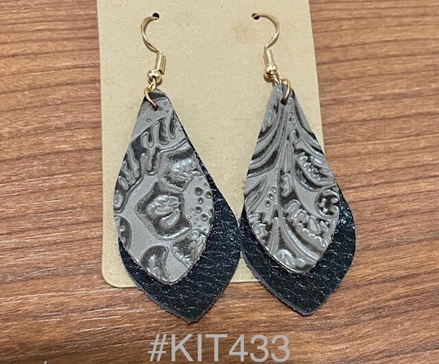 Black and Taupe Kite Earrings