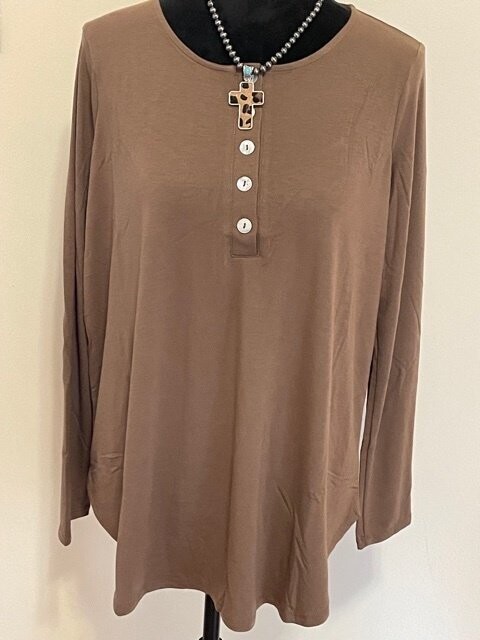 Mocha Henley Style Shirt