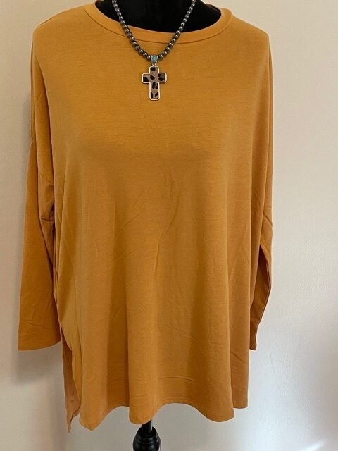 Alexis Mustard Shirt with Side Slits