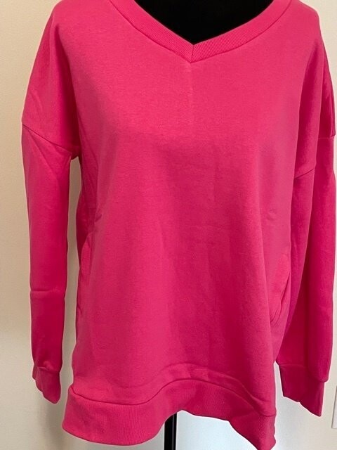 Hot Pink Sweatshirt with Side Pockets