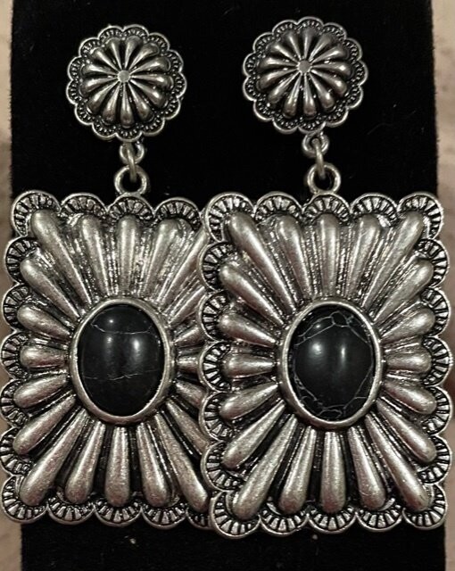 Kenna Black and Silver Earrings