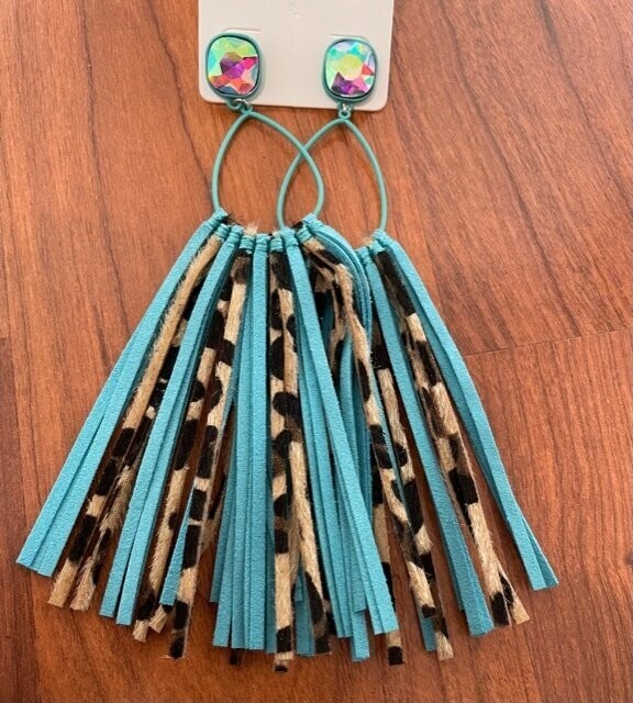 Iridescent Turquoise Fringe Earrings