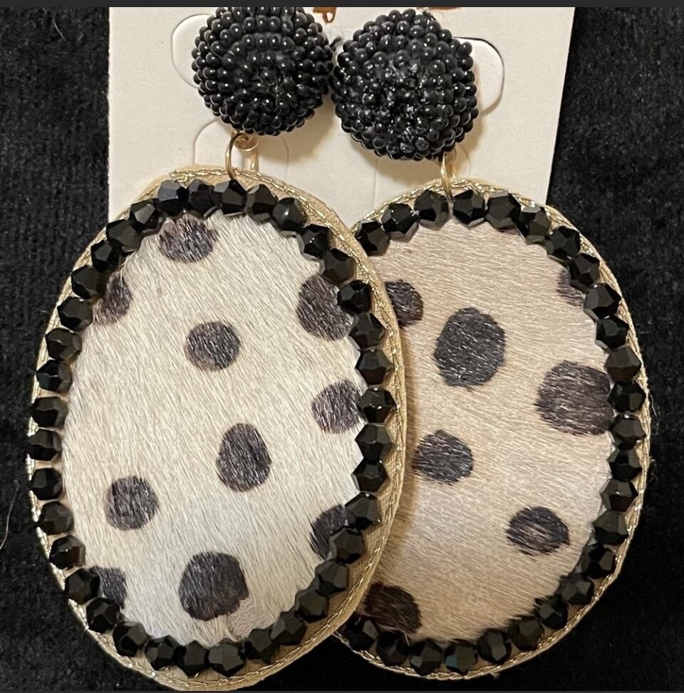 Black and White Beaded Earrings