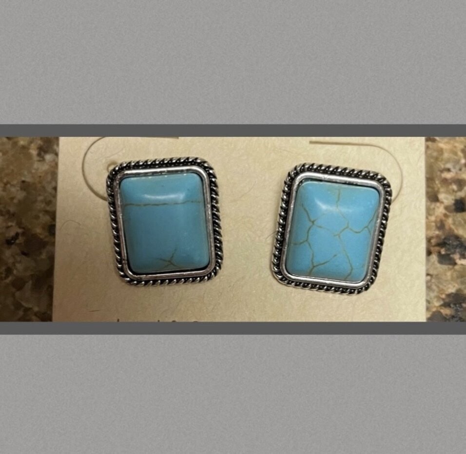 Turquoise Square Earrings