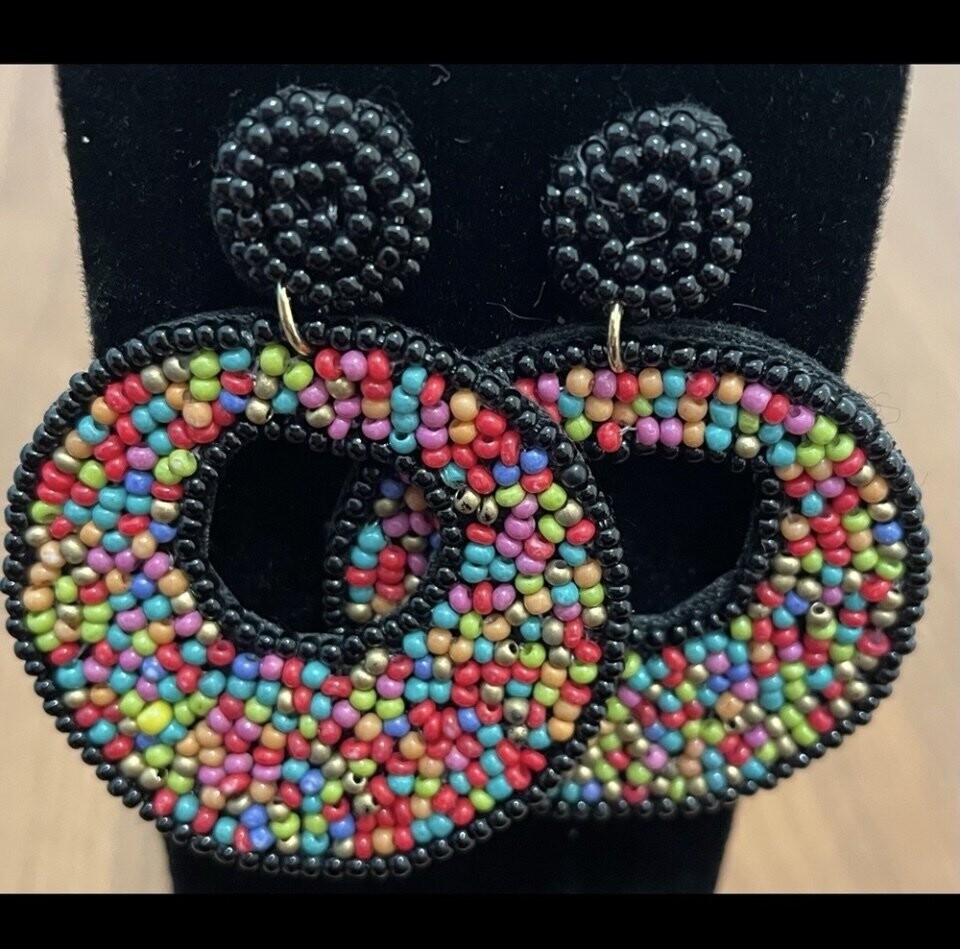 Multicolor Beaded Earrings Black