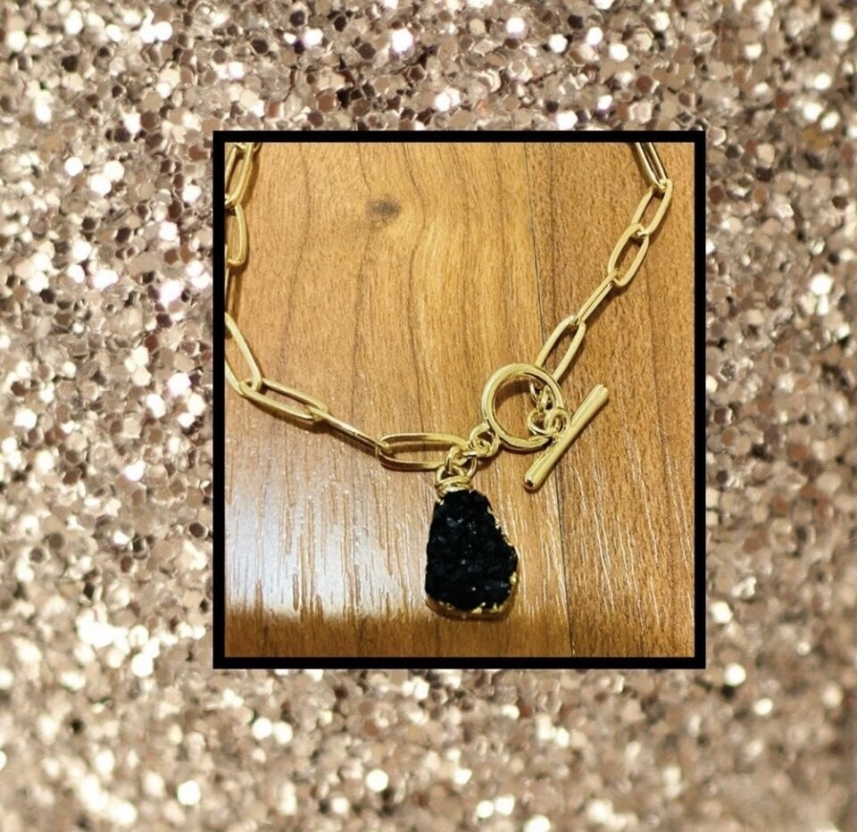 Black Druzy Toggle Bracelet