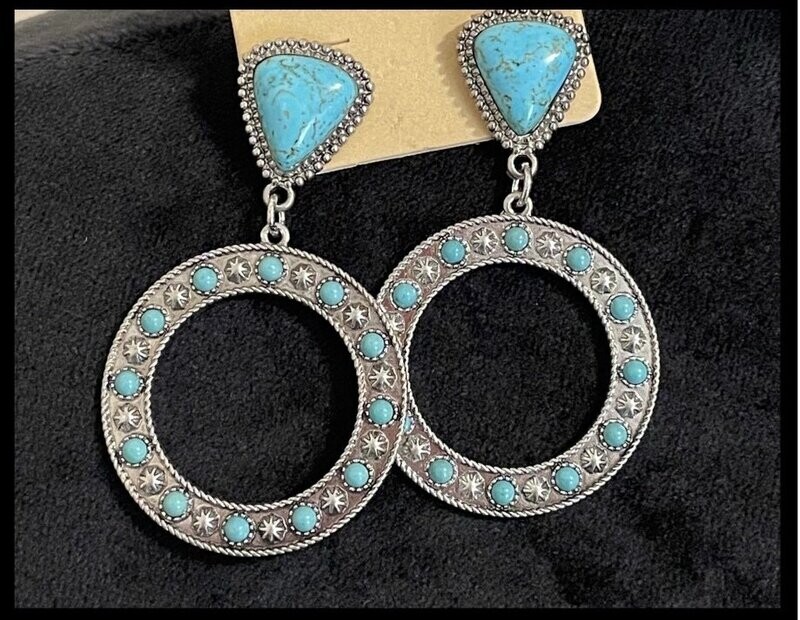Turquoise Drop Circle Earrings