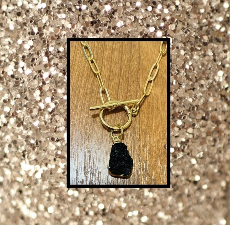 Black Druzy Toggle Necklace