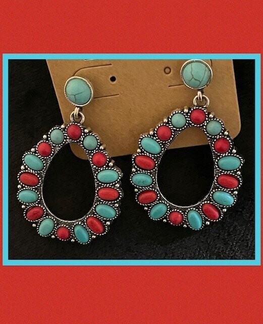 Red and Turquoise Earrings