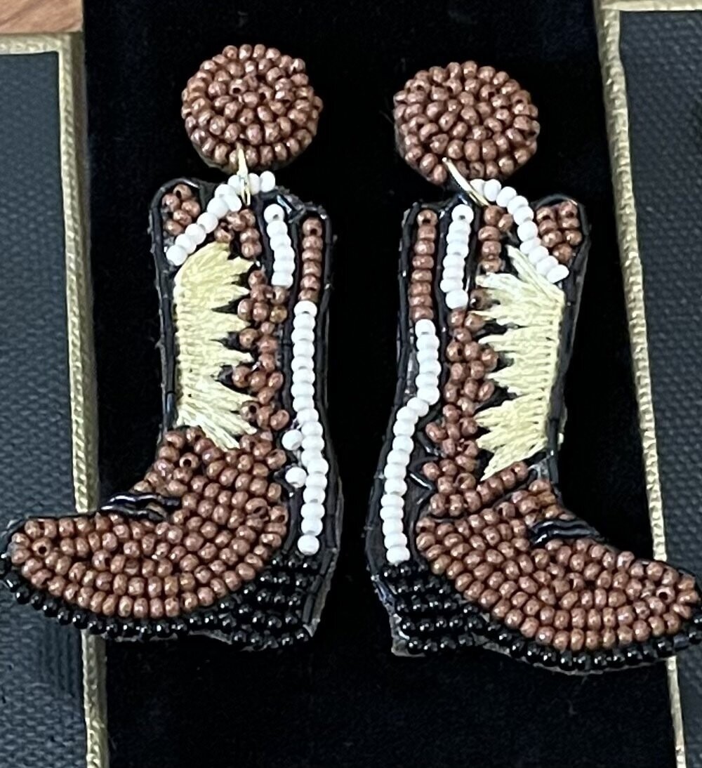 Rodeo Brown Beaded Boots Earrings