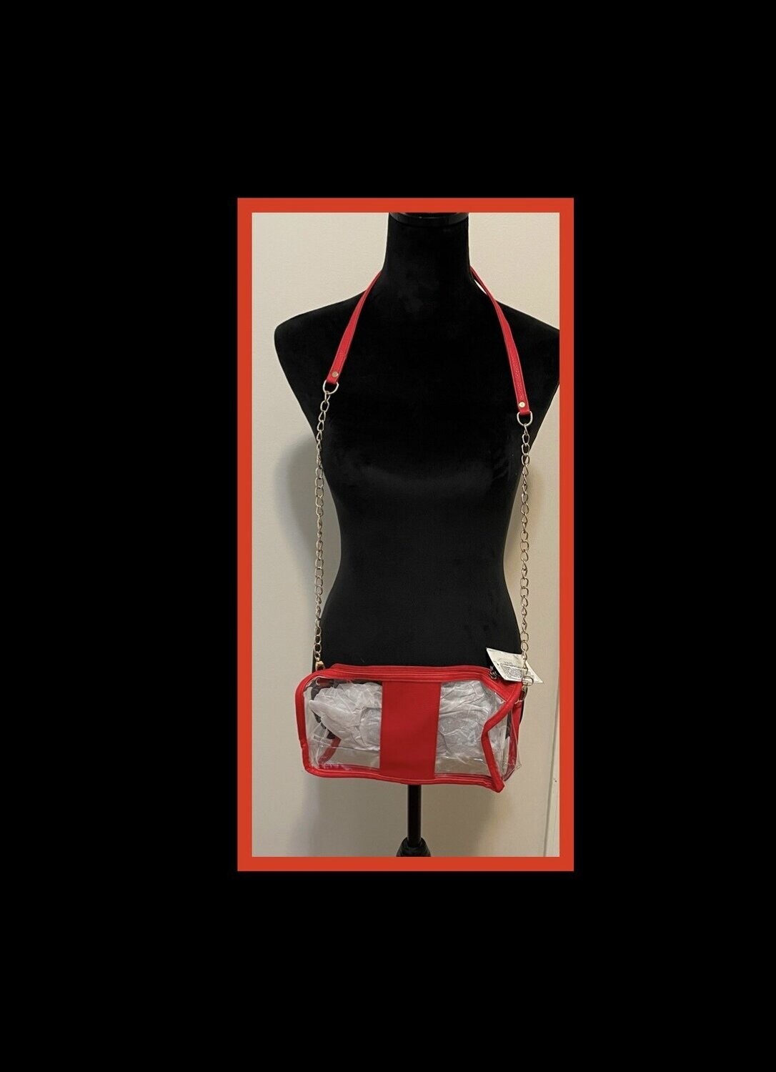 Clear Red Crossbody Stadium Bag