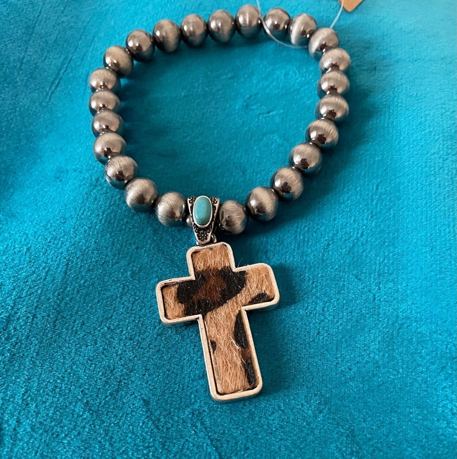 Cross Beaded Stretch Bracelet