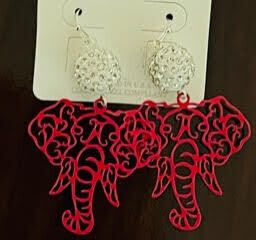 Crimson Elephant Earrings-Alabama