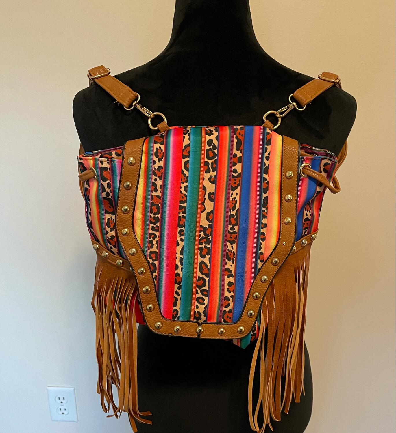 Multicolor Fringe Backpack