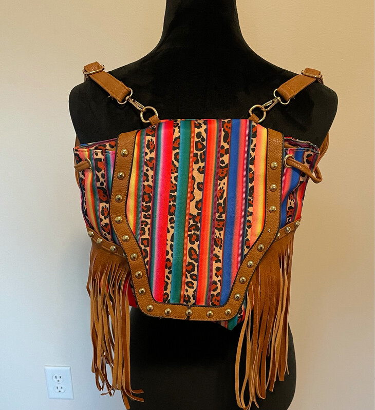Multicolor Fringe Backpack