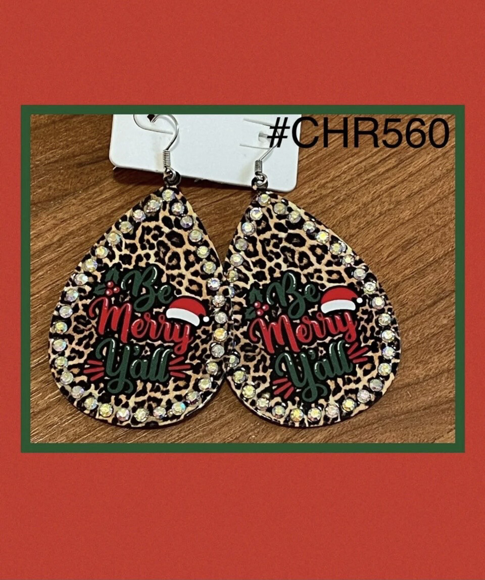 Be Merry Y’all Christmas Earrings