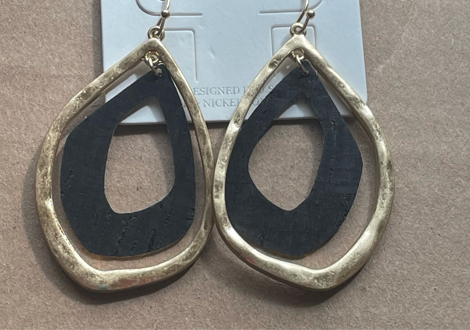 Black and Gold Teardrop Earrings