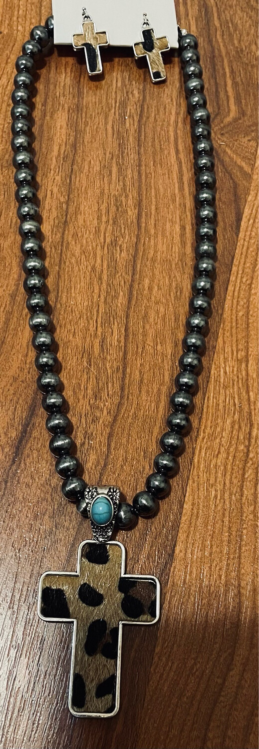 Jane  Cross Necklace and Earring Set