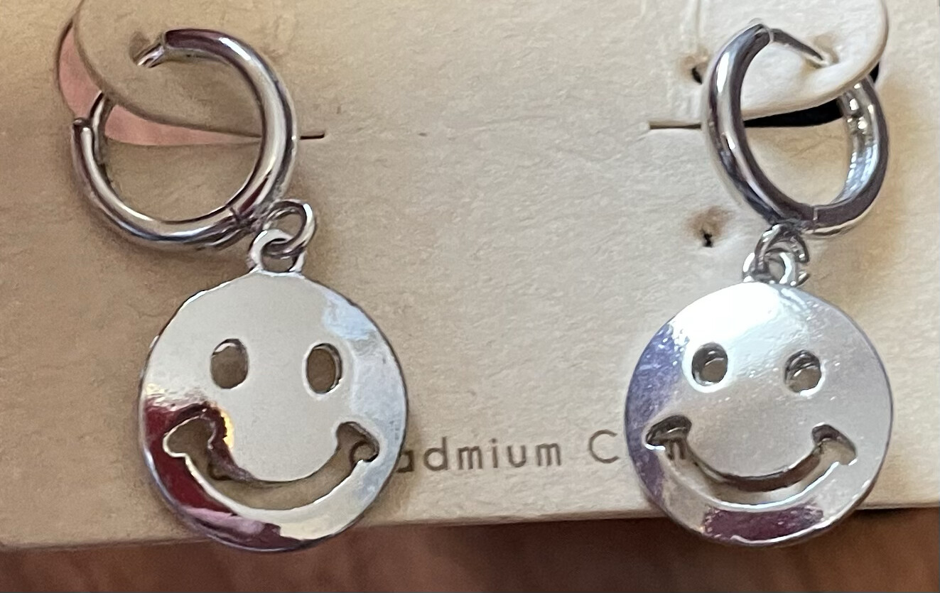 Smiley Face Earrings Silver