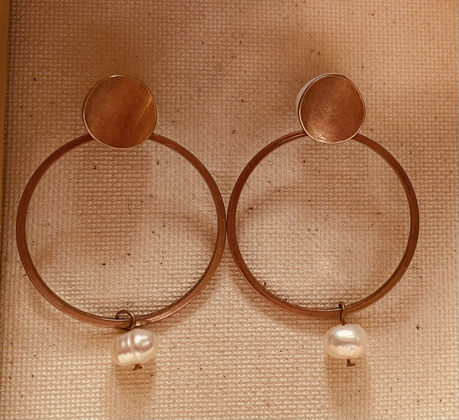 Coppertone Pearl Hoop Earrings