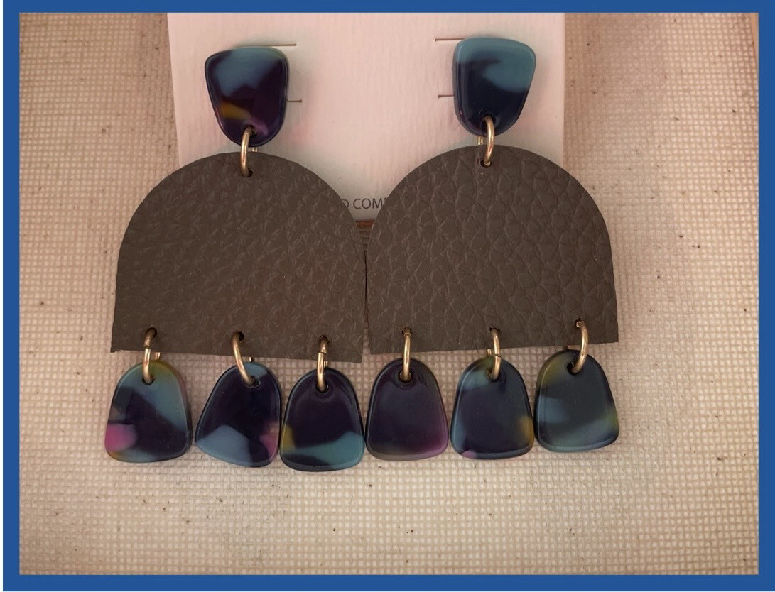 Blue and Gray Rainbow Earrings