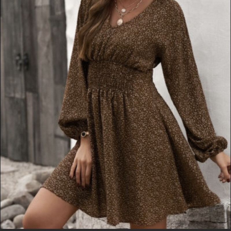 Boho Smocked Dress Size XL-Brown
